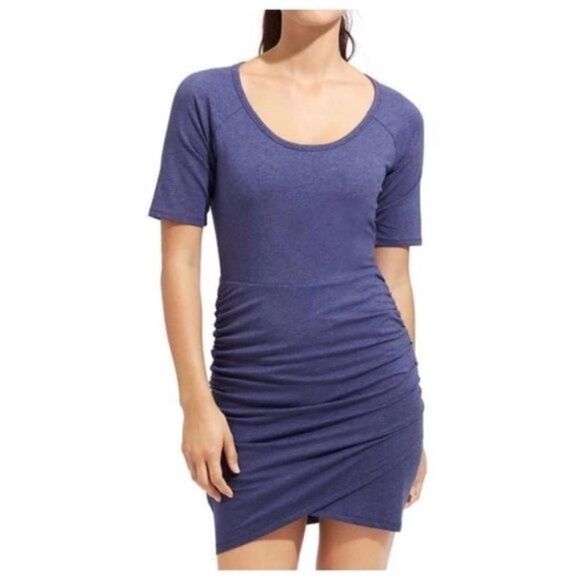 Athleta Seeker Ruched Bodycon Tee Dress Blue XS - Picture 1 of 3